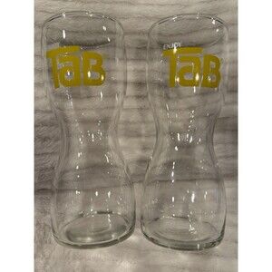 Set Of Two Vintage Tab Cola Enjoy Tab Cola Drinking Glasses Hourglass  7"